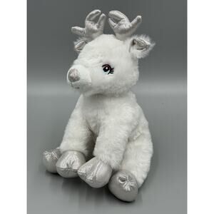 Vintage The Bear Factory Reindeer Stuffed Animal Plush 9” White Silver 2001